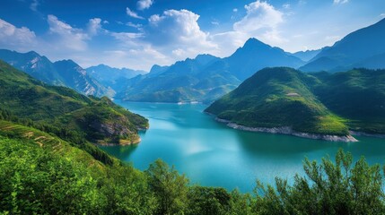 Serene Mountain Lake Landscape