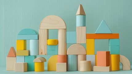 Retro eco friendly toy made of wooden blocks