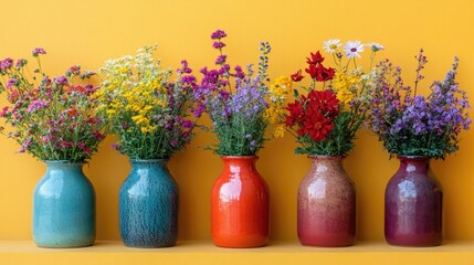 V is for vibrant vases filled with wildflowers.