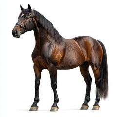 Obraz premium Portrait of a horse full body standing front view 465 horse, animal, brown, farm, foal, isolated, nature, grass, mammal, stallion, field, mare, pasture, white, horses, meadow, equine, standing, beau