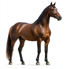 Obraz premium Portrait of a horse full body standing front view 466 horse, animal, brown, farm, foal, mare, stallion, isolated, grass, nature, mammal, white, field, pasture, equine, horses, animals, meadow, beaut