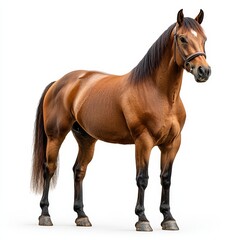 Obraz premium Portrait of a horse full body standing front view 468 horse, animal, brown, farm, foal, grass, isolated, stallion, nature, mare, mammal, pasture, white, field, horses, equine, animals, meadow, stand