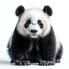 Obraz premium Portrait of a panda full body standing front view 438 animal, raccoon, mammal, ferret, wildlife, isolated, white background, nature, wild, fur, front view, red panda, racoon, polecat, isolated on wh