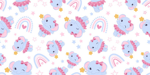 Cute baby animals seamless pattern