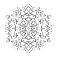 Relaxation traditional ornamental mandala for Coloring book page