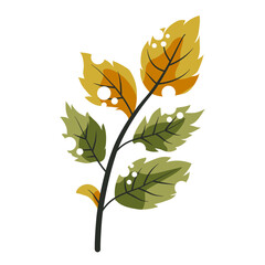 Autumn Leaf Vector. Fall Leaves Cartoon Illustration Element on White Background good for Greeting Season Card Design