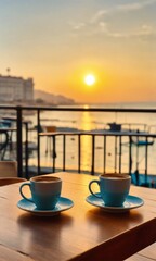 coffee cup on the beach