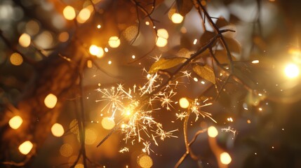 Detail of sparkler at party corner