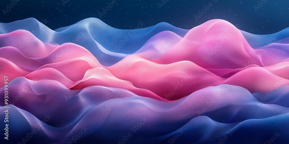 Canvas Prints Pastel Waves: A Pointillism Dream in Pink and Blue, generative ai