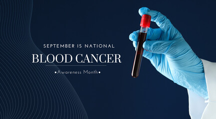 September, blood cancer awareness month, design on a blue background.