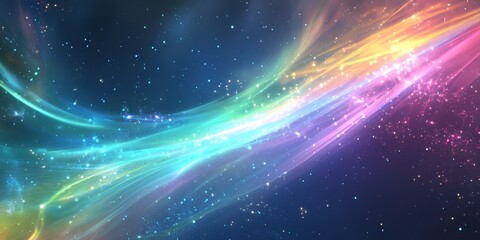 Obraz premium A digital rendition of a cosmic aurora, with energy fields and data streams creating a vibrant, futuristic light show across the sky