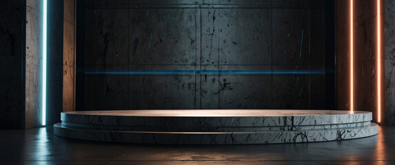 futuristic portal science fiction podium pedestal platform modern empty cyberpunk podium mockup space background	