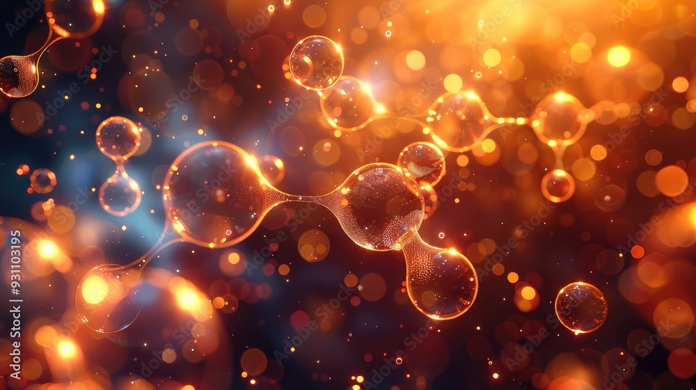Leinwandbilder Futuristic Nanotechnology and Miniaturization Abstract background with glowing spheres and molecular structures. Generative AI.