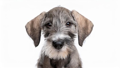 ディアハウンドの子犬のポートレート（Deerhound puppy portrait on white background）

