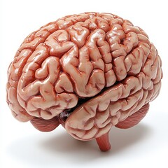 Naklejka premium A realistic model of a human brain isolated on whi 186 brain, human, anatomy, mind, intelligence, science, isolated, head, organ, 3d, medical, cerebellum, neurology, think, illustration, cerebral, me
