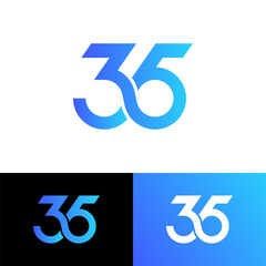Number 35 Connection infinity symbol icon flat logo stock vector design