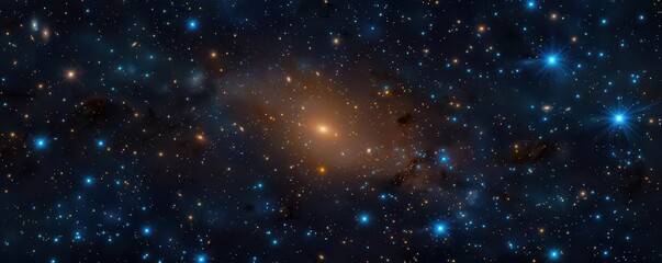 Naklejka premium A distant galaxy cluster, showcasing the vastness of the universe, astrophotography, galaxy cluster, deep space