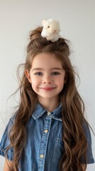 Cheerful and Carefree Young Girl Exudes Happiness in Studio Portrait