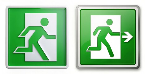 Green Exit Sign With White Stick Figure.
