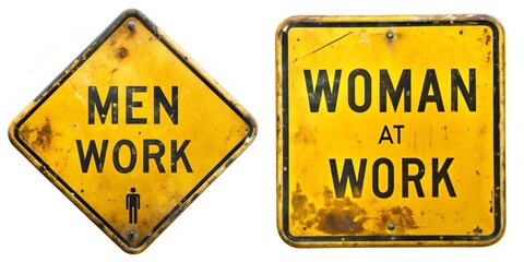 Obraz premium Men and Woman at Work - Vintage Rusty Signs.