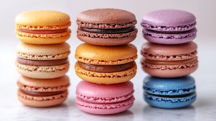 Fototapeta premium A stack of colorful macarons isolated on white bac 408 macaroon, food, dessert, macaron, sweet, french, cake, macaroons, cookie, colorful, isolated, biscuit, snack, pink, delicious, white, cookies, c