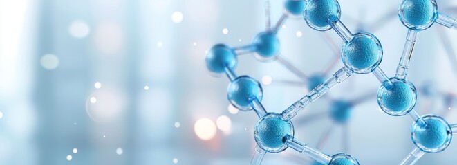 Fototapeta premium Biotechnology banner with copyspace. The use of biology to develop new products, methods and organisms intended to improve human health and society.