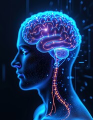 Obraz premium Neon light human brain
