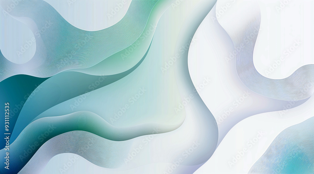 Wall mural abstract background with green wavy shapes and gradient