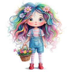 little girl with flowers