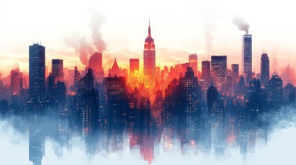 Fototapeta premium Illustrate a bustling cityscape at twilight its sk 610 city, skyline, silhouette, building, cityscape, vector, architecture, sky, buildings, illustration, urban, sunset, skyscraper, travel, town, bla