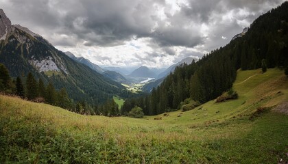 Obraz premium View of beautiful moody landscape in the Alps.
