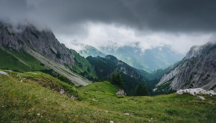 Obraz premium View of beautiful moody landscape in the Alps.