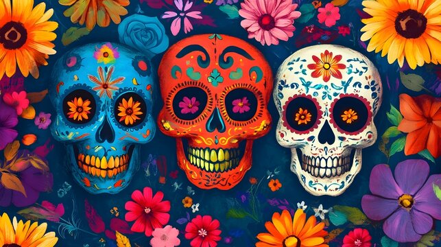 Vibrant Skull for Dia de los Muertos