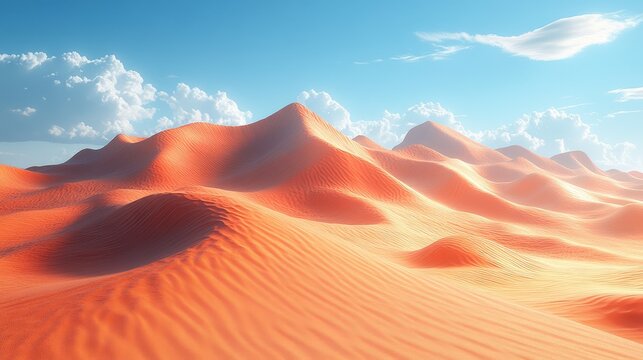 Produce a dramatic sunsoaked desert landscape with  549 desert, sand, landscape, sunset, sky, nature, dune, sahara, sun, dunes, sunrise, mountains, mountain, dry, travel, clouds, orange, cloud, summer