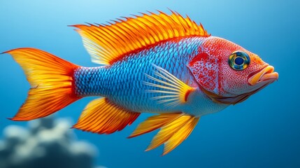 Side view of a bold red snapper isolated on a whit  504 fish, goldfish, aquarium, animal, isolated, water, gold, pet, sea, white, underwater, nature, tropical, aquatic, ocean, orange, swim, color, red