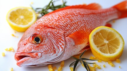 Side view of a bold red snapper isolated on a whit  545 orange, fruit, food, isolated, citrus, fresh, white, healthy, juicy, slice, lemon, ripe, vitamin, diet, juice, organic, oranges, freshness, swee