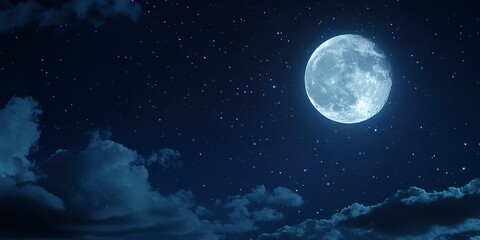 Night sky with a bright full moon 