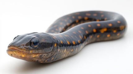 Side view of a long and slender eel isolated on a   104 snake, reptile, animal, nature, wildlife, wild, serpent, grass, viper, python, tongue, scales, lizard, snakes, eye, outdoors, macro, head, patte