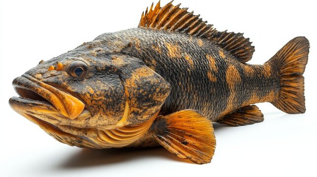 Side view of a mighty grouper isolated on a white   634 lizard, animal, reptile, nature, turtle, wildlife, eye, dragon, tortoise, fish, isolated, wild, shell, white, closeup, amphibian, food, pet, igu