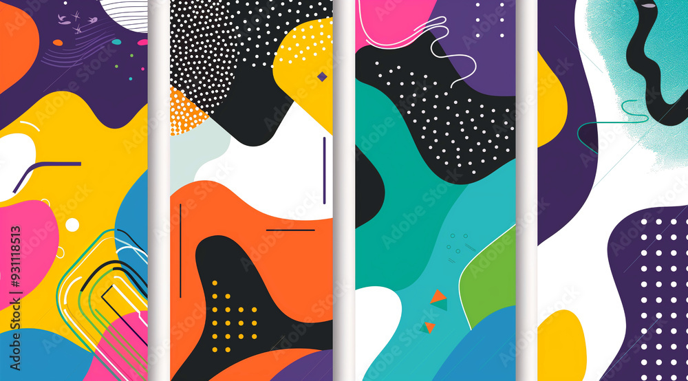 Wall mural four sets of colorful abstract background vector illustration