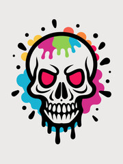 Skull icon design colour splash vector art illustration