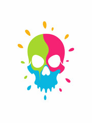 Skull icon design colour splash vector art illustration