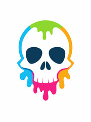 Skull icon design colour splash vector art illustration