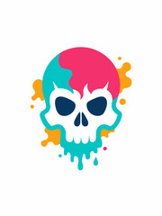 Skull icon design colour splash vector art illustration