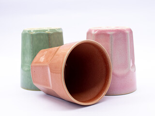 Coloured cups landscape shot