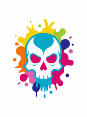 Skull icon design colour splash vector art illustration