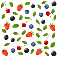 Seamless pattern with berries on a white background. Vector illustration.