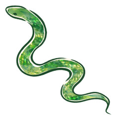 水彩風に描いた巳年のヘビの年賀状素材