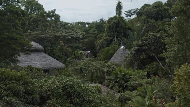 Architecture of luxury lodge in amazon rainforest in South America