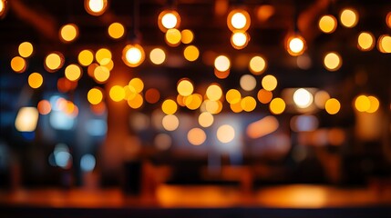 blur orange light of party at pub or bar at night background. Generative ai